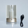 Flameless Candle Lamp, Rechargeable Cordless LED Night Light with Hand-Wave Sensor, Hover Dimming, Flickering Flame & Glass Shade