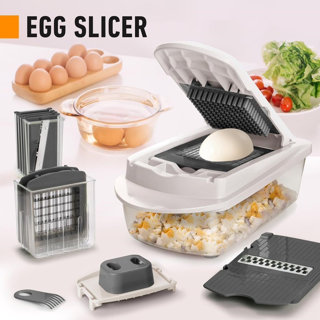 Egg-slicing insert shown with the vegetable chopper