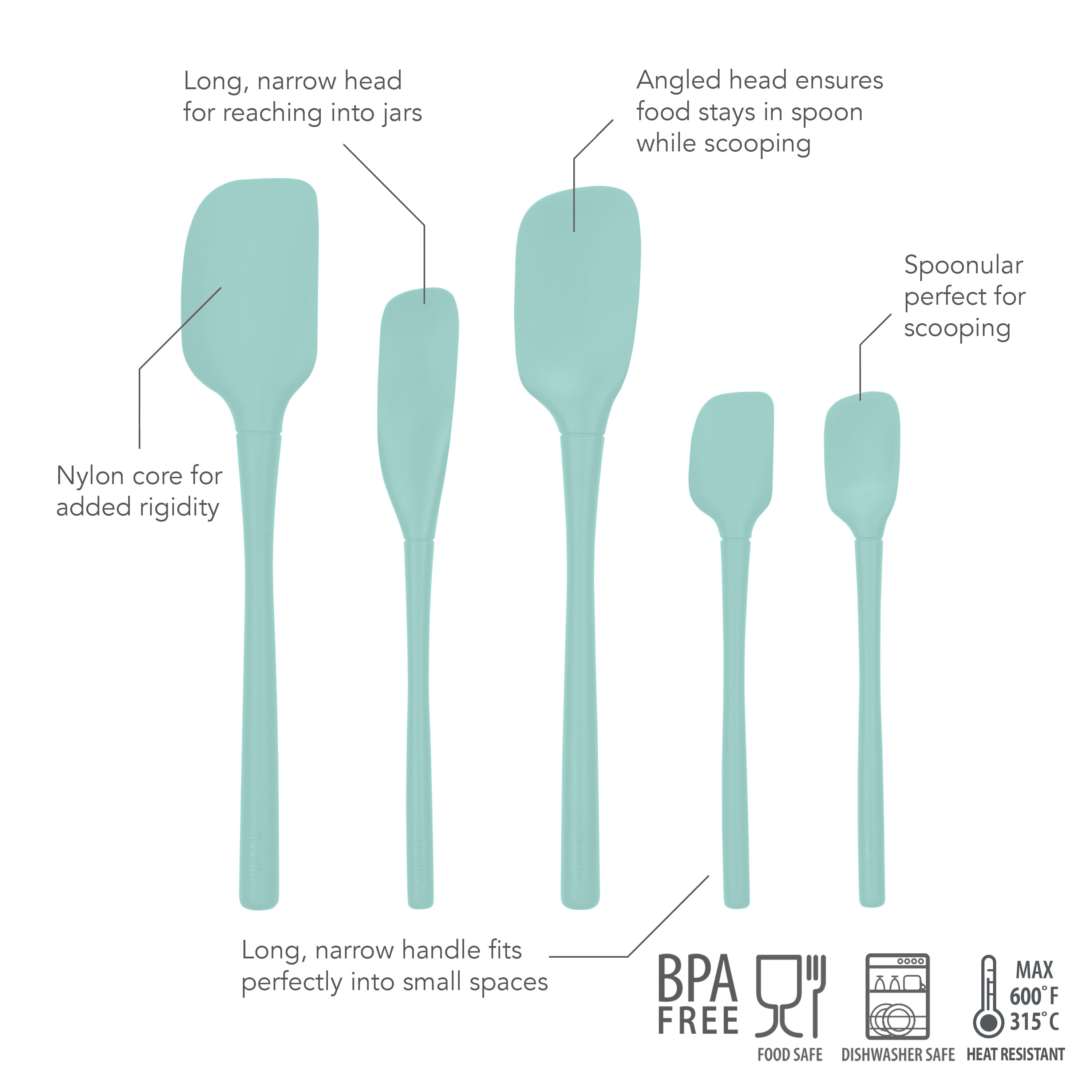 All-Silicone Spatulas - Set of 5
