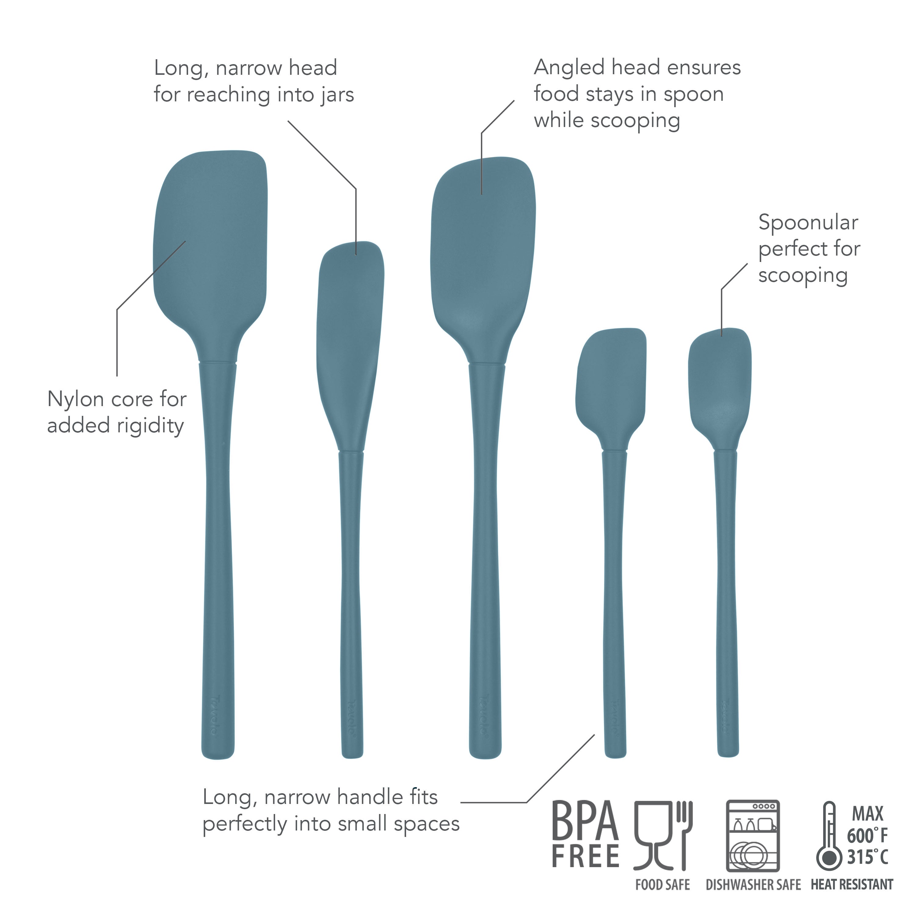 All-Silicone Spatulas - Set of 5