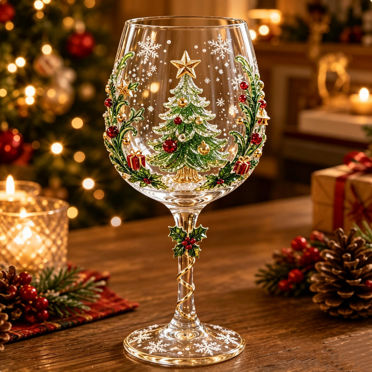 3D Christmas Wine Glasses – Festive Sipping with Holiday Charm