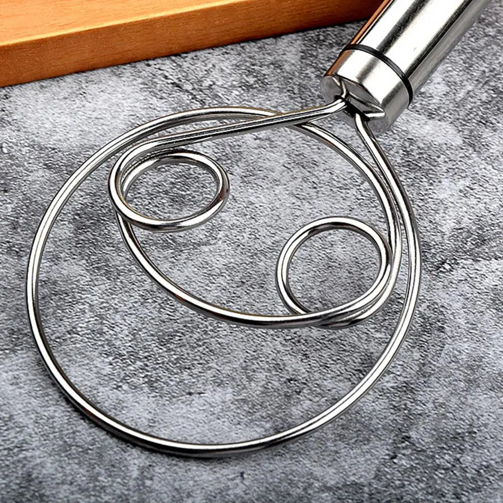 Danish Dough Whisk with Wood Handle for Bread and Batter Mixing