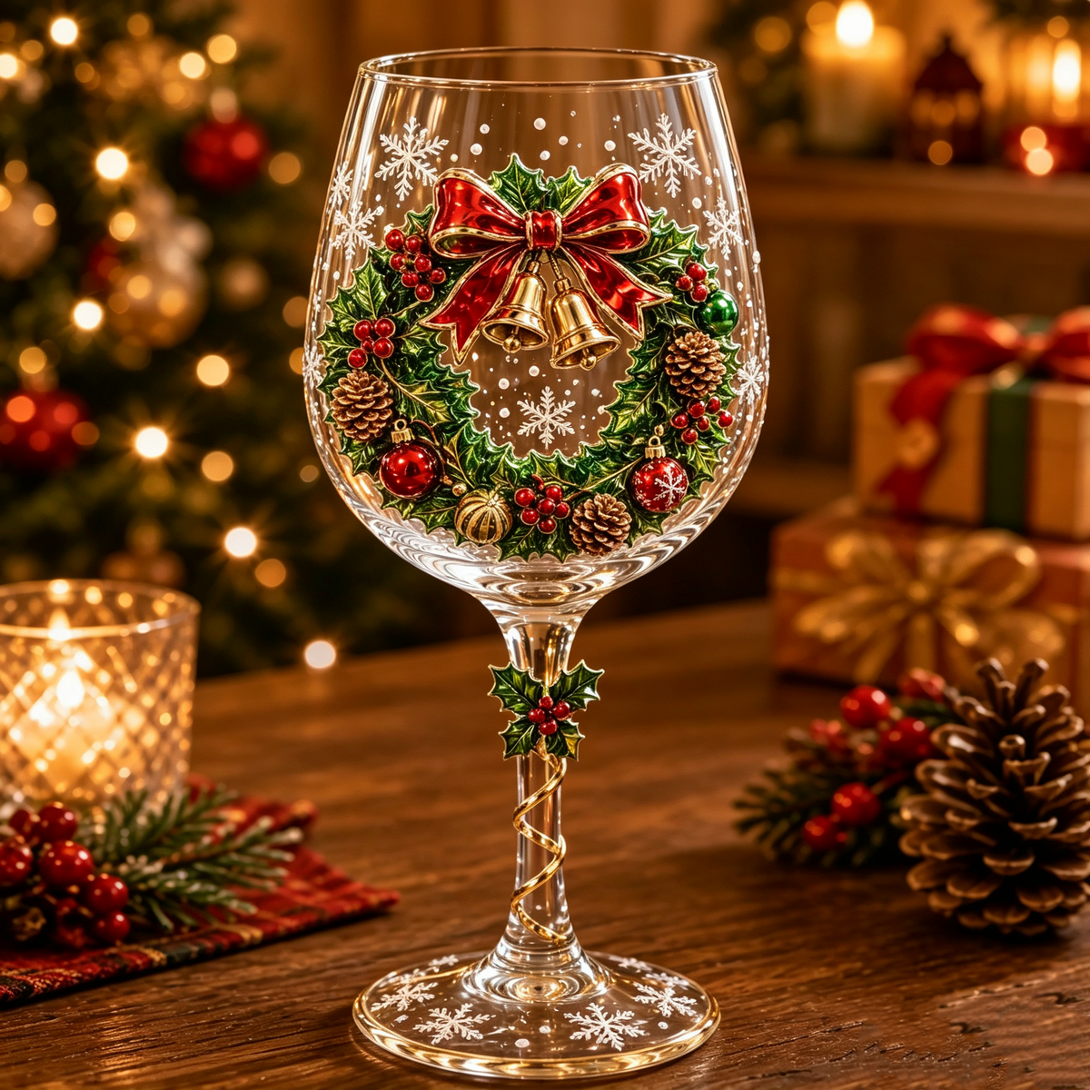 3D Christmas Wine Glasses – Festive Sipping with Holiday Charm