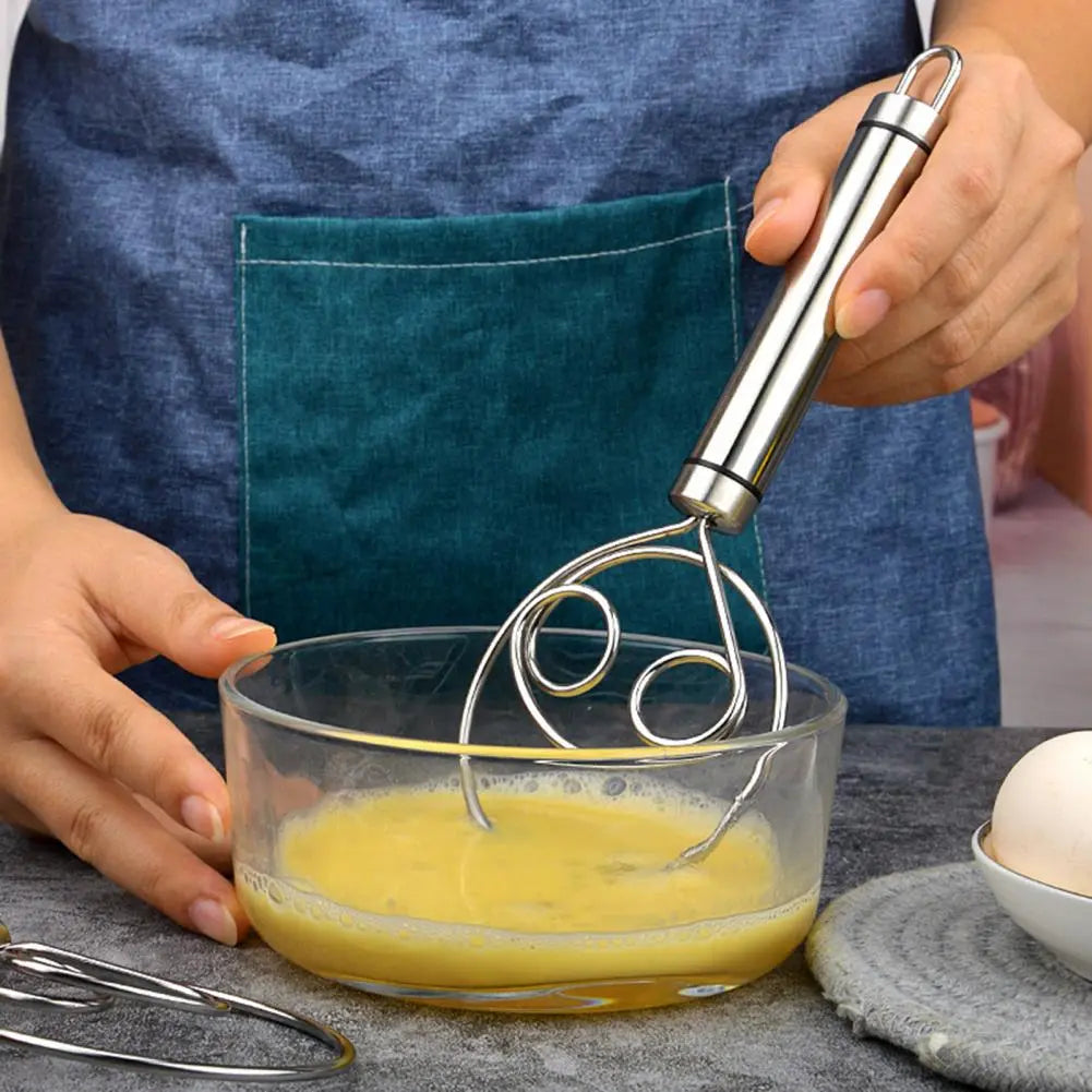 Danish Dough Whisk with Wood Handle for Bread and Batter Mixing