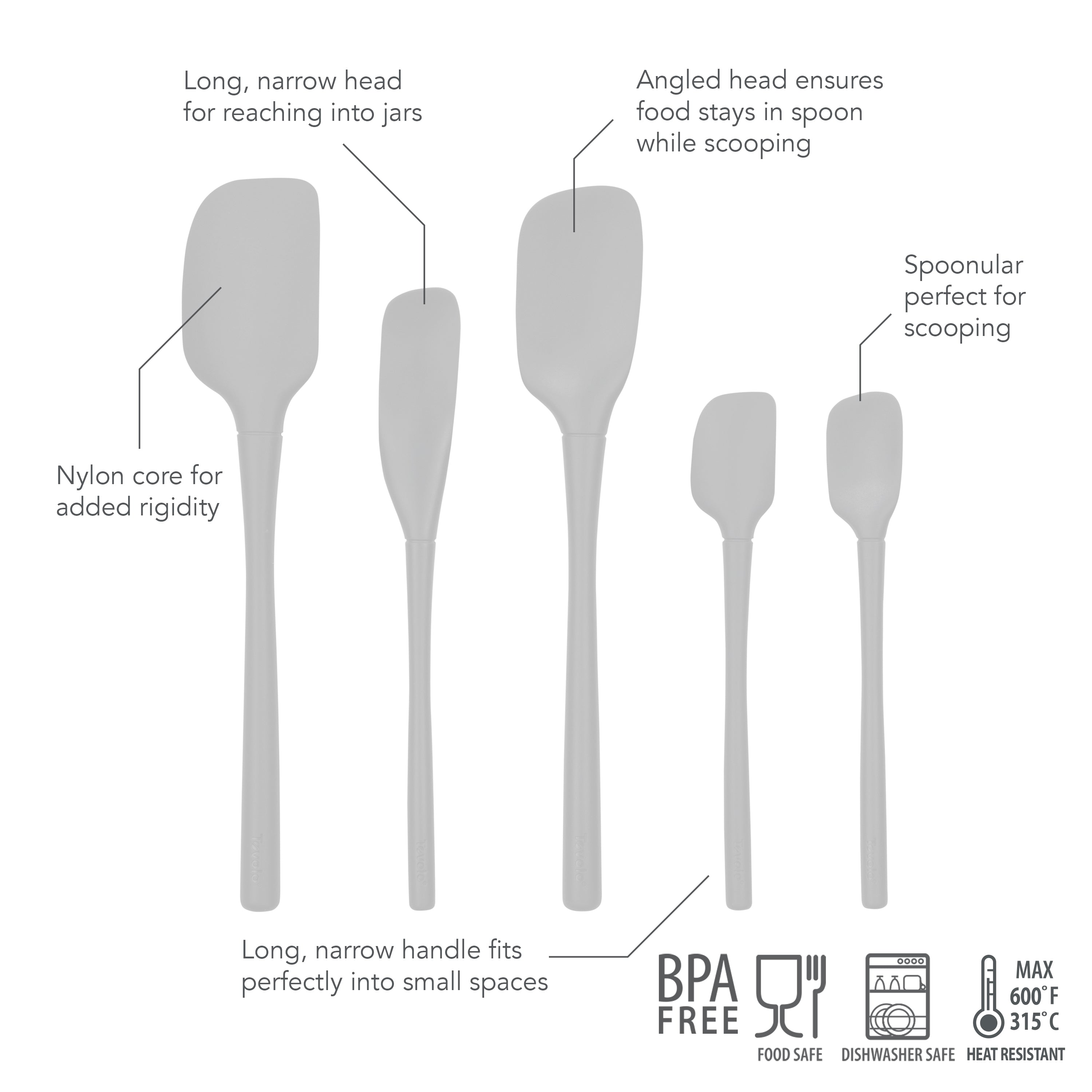 All-Silicone Spatulas - Set of 5
