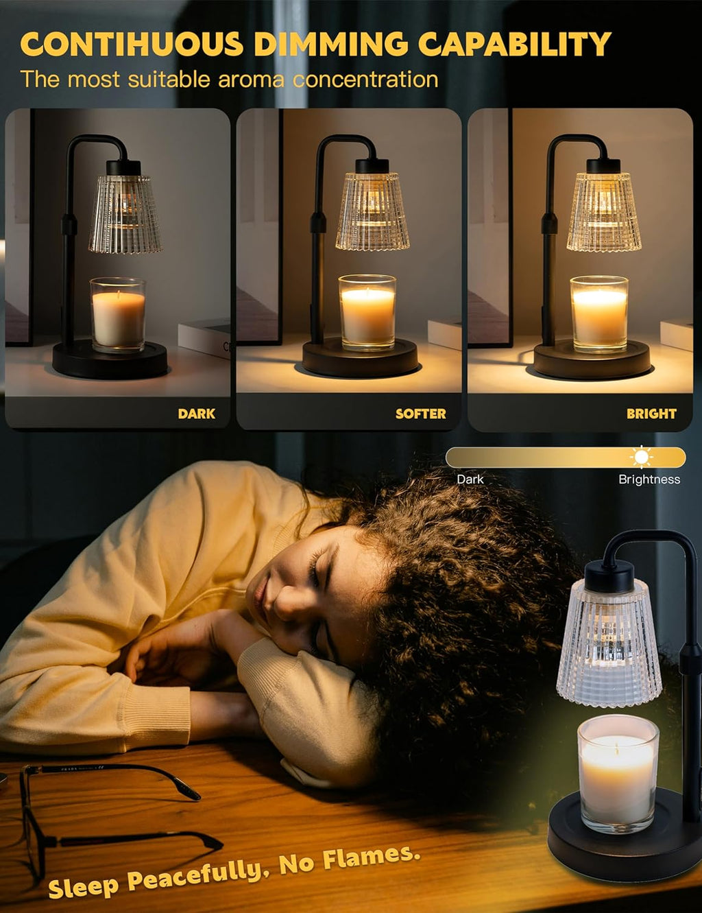 Dimmable Candle Warmer Lamp with Adjustable Height