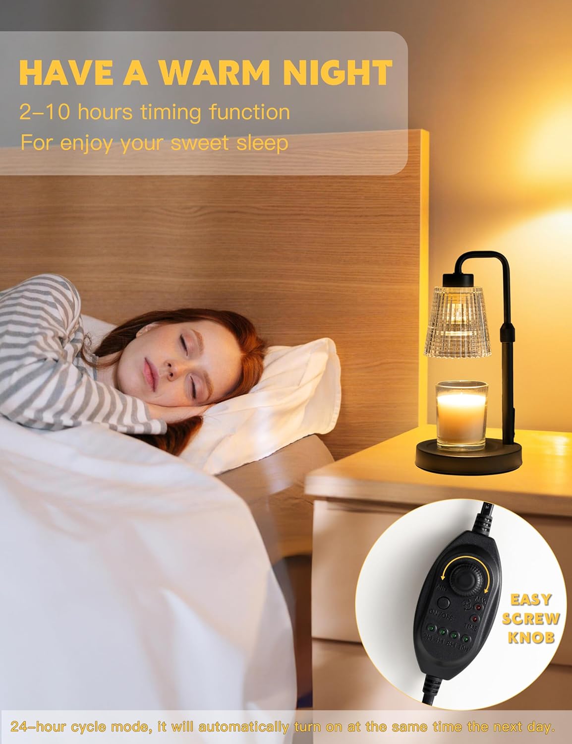 Dimmable Candle Warmer Lamp with Adjustable Height