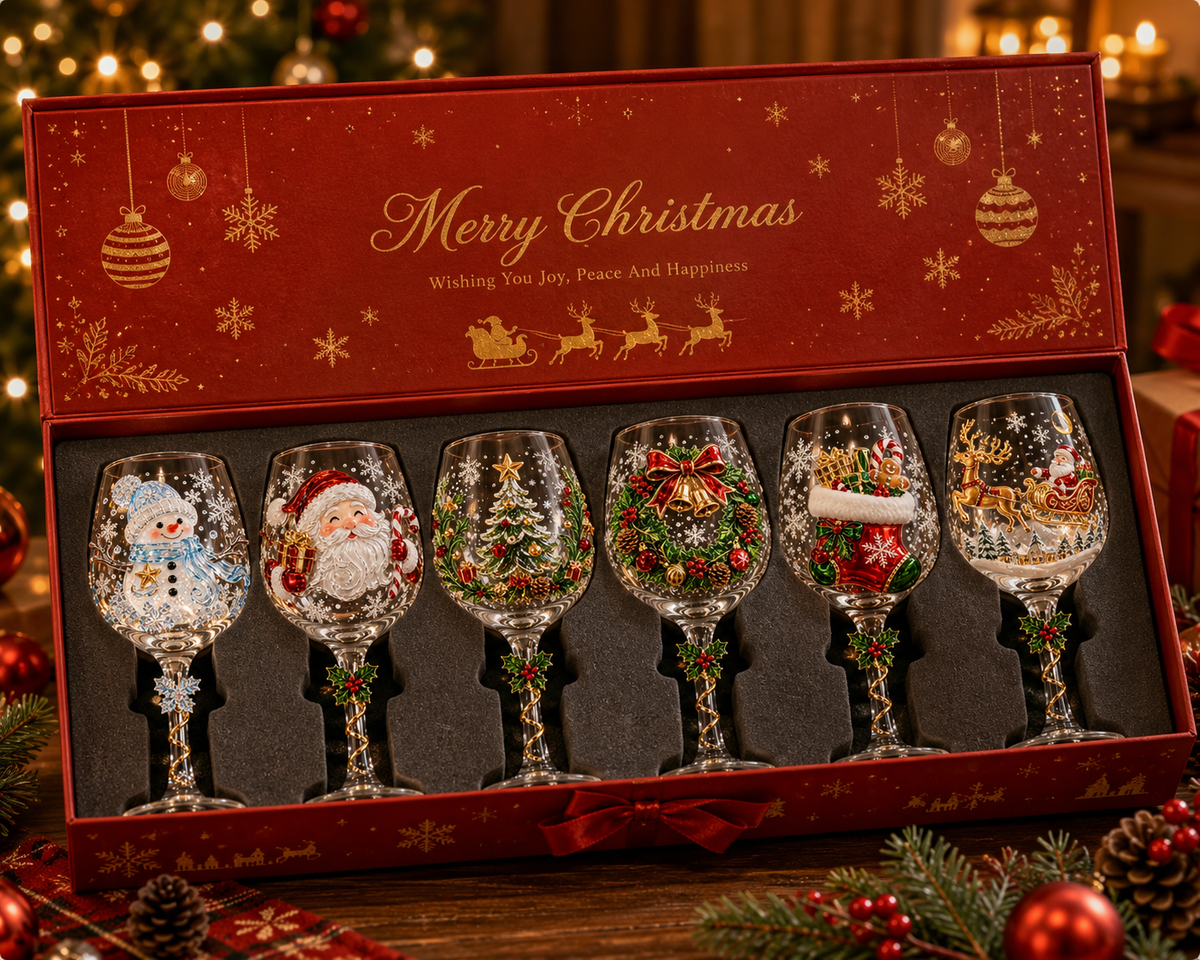 3D Christmas Wine Glasses – Festive Sipping with Holiday Charm
