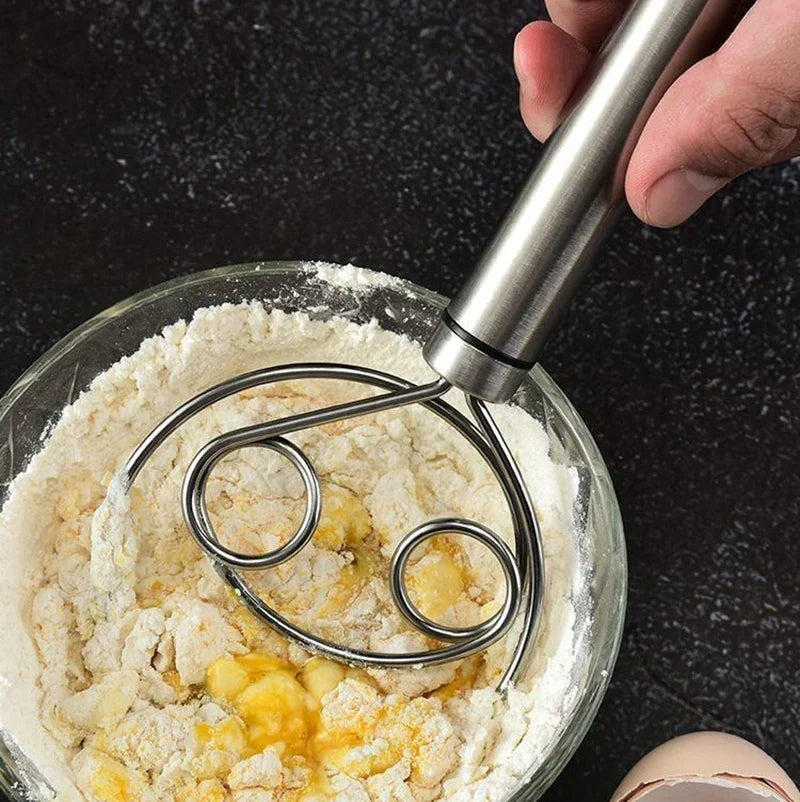 Danish Dough Whisk with Wood Handle for Bread and Batter Mixing