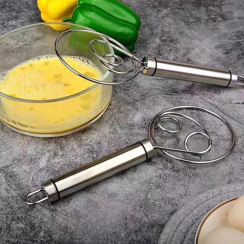 Danish Dough Whisk with Wood Handle for Bread and Batter Mixing