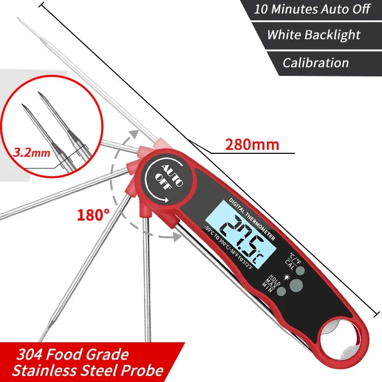 Digital Meat Thermometer with Backlight – Instant Read Food Probe