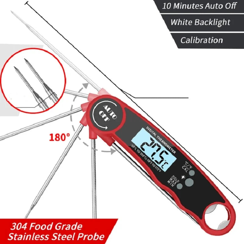 Digital Meat Thermometer with Backlight – Instant Read Food Probe