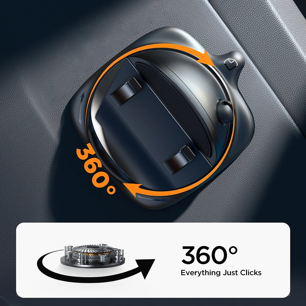Top view of a car phone holder with 360-degree rotation arrows