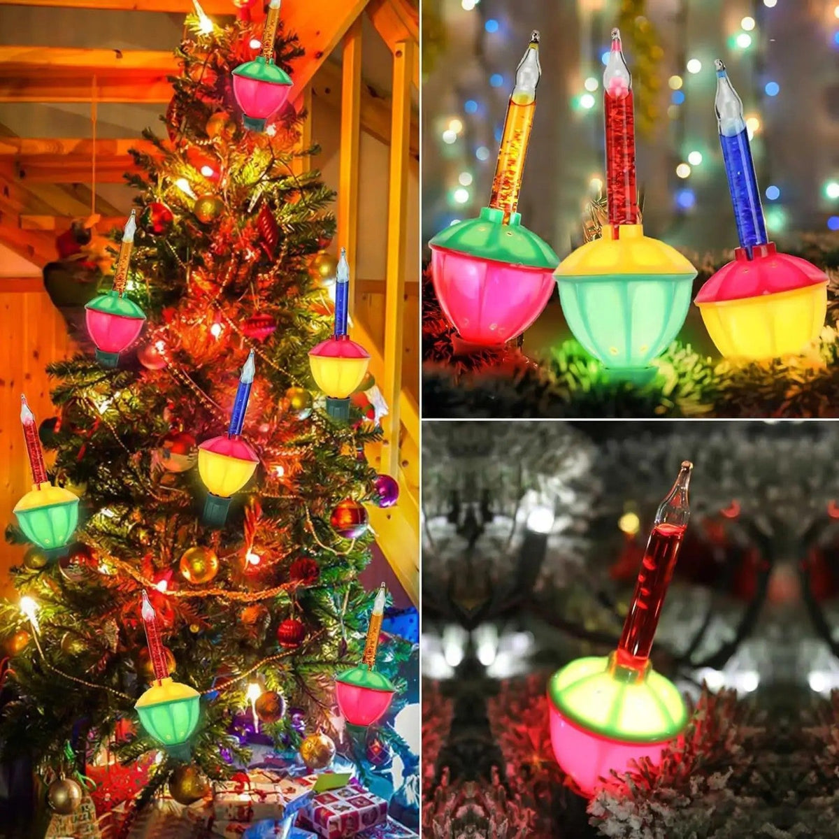 Christmas Bubble Lights Replacement Bulbs, 3 Pack Vintage C7 E12 Bubble Light Bulbs for Christmas Tree, Candle Lights & String Lights