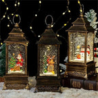 Christmas Lantern Snow Globe - Lighted Snow Globe Lantern with Swirling Glitter, USB or Battery Operated, Santa or Reindeer