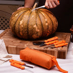 Pumpkin Carving Kit 7 Piece Stainless Steel Pumpkin Carving Tools with Serrated Scoop, Saws, Gouges & Zippered Storage Bag for Halloween