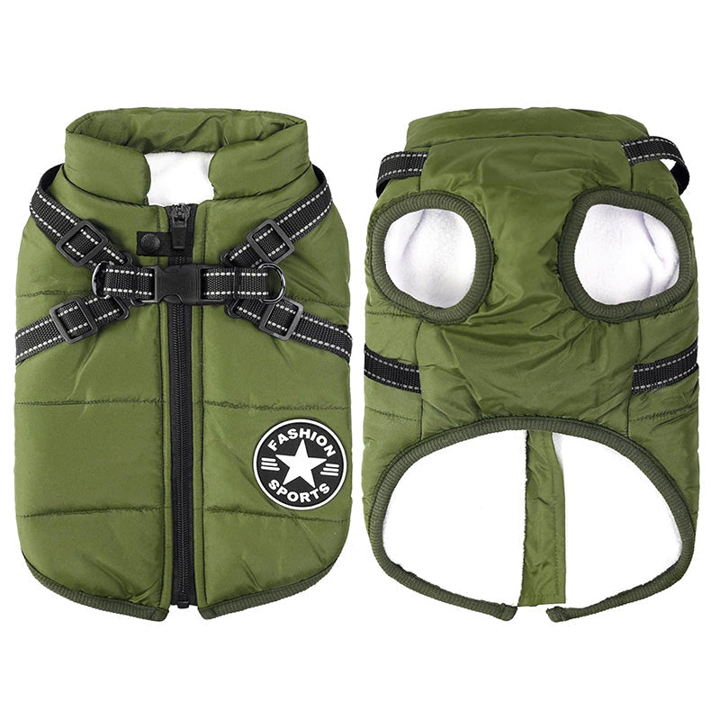 3-in-1 Winter Dog Coat | Warm, Waterproof, Windproof with Built-In Harness