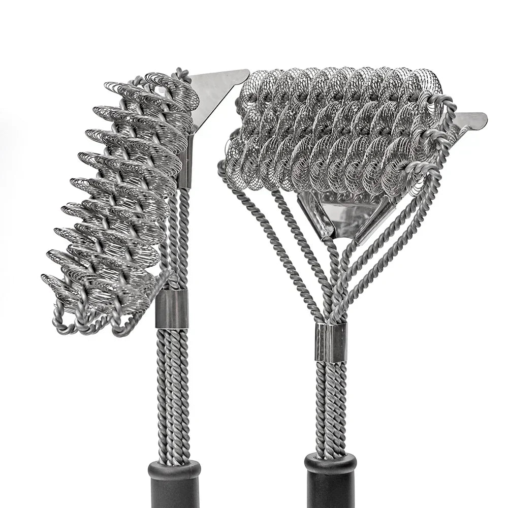 Front and side views of the coiled grill brush head