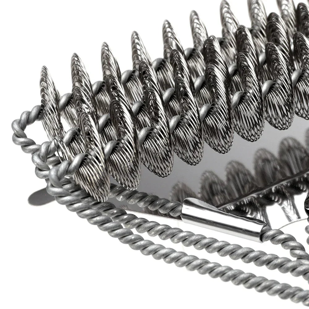 Close-up of the stainless steel cleaning coils