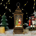 Christmas Lantern Snow Globe - Lighted Snow Globe Lantern with Swirling Glitter, USB or Battery Operated, Santa or Reindeer
